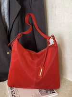 Solid Color Leather Shoulder Bag