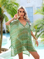Angel Wings Slit Openwork V-Neck Cover Up - Ladyez