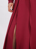 Slit Spaghetti Strap Long Sleeve Dress