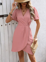 Surplice Flutter Sleeve Mini Dress