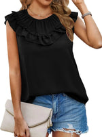 Ruffle Trim Round Neck Blouse