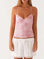 Crisscross Back V-Neck Cami - Ladyez