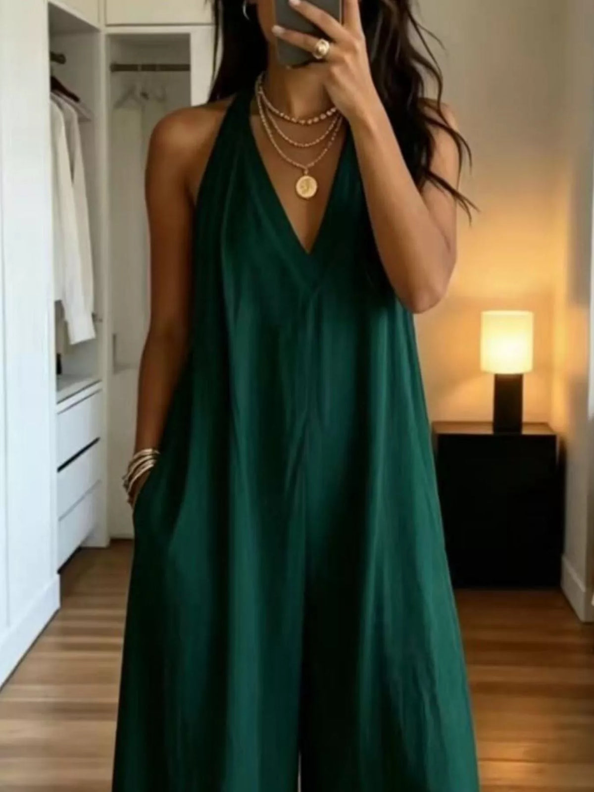 Full Size Halter Neck Wide-Leg Jumpsuit Plus Size