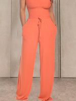 Strapless Smocked Wide-Leg Jumpsuit