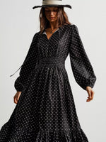 Polka Dot Long Sleeve Maxi Dress