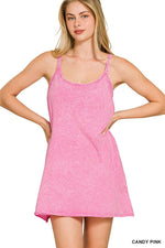 Zenana Crinkle Washed Mini Dress with Built-In Romper Liner