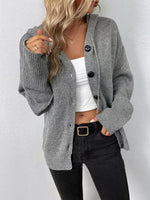Full Size Cozy Knit Hooded Button-Down Cardigan Plus Size