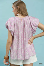 Umgee Umgee Floral Puff Sleeve Blouse