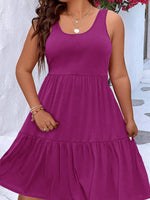 Plus Size Tiered Scoop Neck Tank Dress - Ladyez