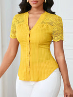 Lace Sleeve Button Up Shirt