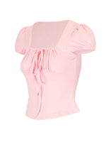 Tie-Front Puff Sleeve T-Shirt
