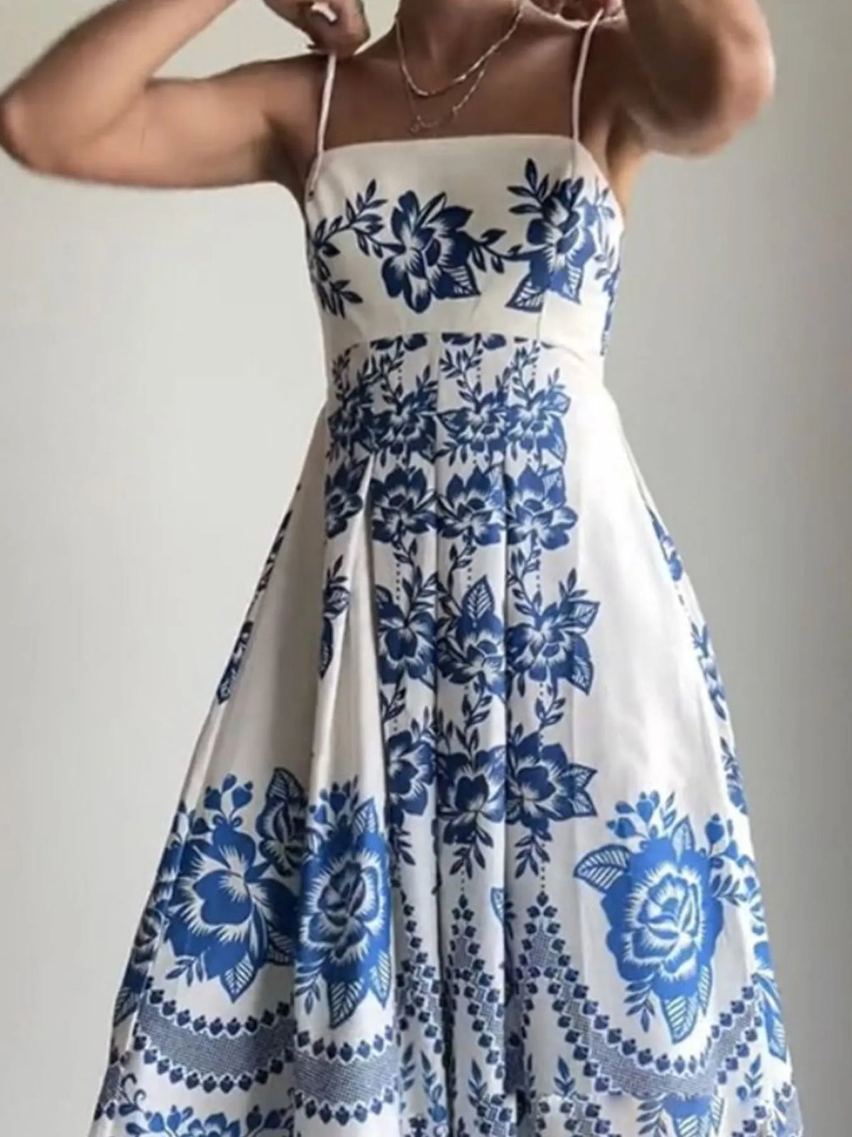 Printed Spaghetti Strap Maxi Dress - Ladyez