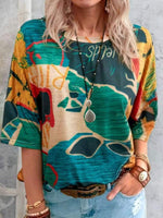 Contrast Round Neck Casual T-Shirt