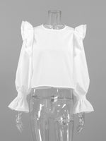 Ruffle Trim Long Sleeve Blouse