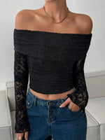 Off Shoulder Long Sleeve Lace Top