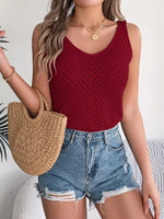 Openwork Scoop Neck Knit Vest