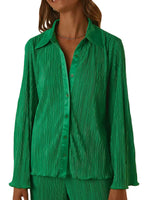 Collared Neck Long Sleeve Top and Pants Lounge Set - Ladyez