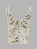 Crochet Knit V-Neck Sweater Vest