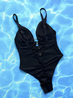Crisscross Spaghetti Strap Plunge One-Piece Swimwear - Ladyez