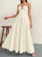 Halter Neck Tiered Maxi Dress - Ladyez