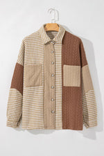 Button DownHoundstooth Color Block Shacket
