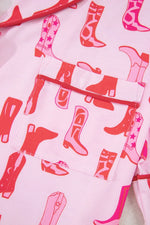 Cowgirl Boots Printed Shirt and Shorts Set - Ladyez