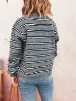 Striped Button-Up Long Sleeve Cardigan