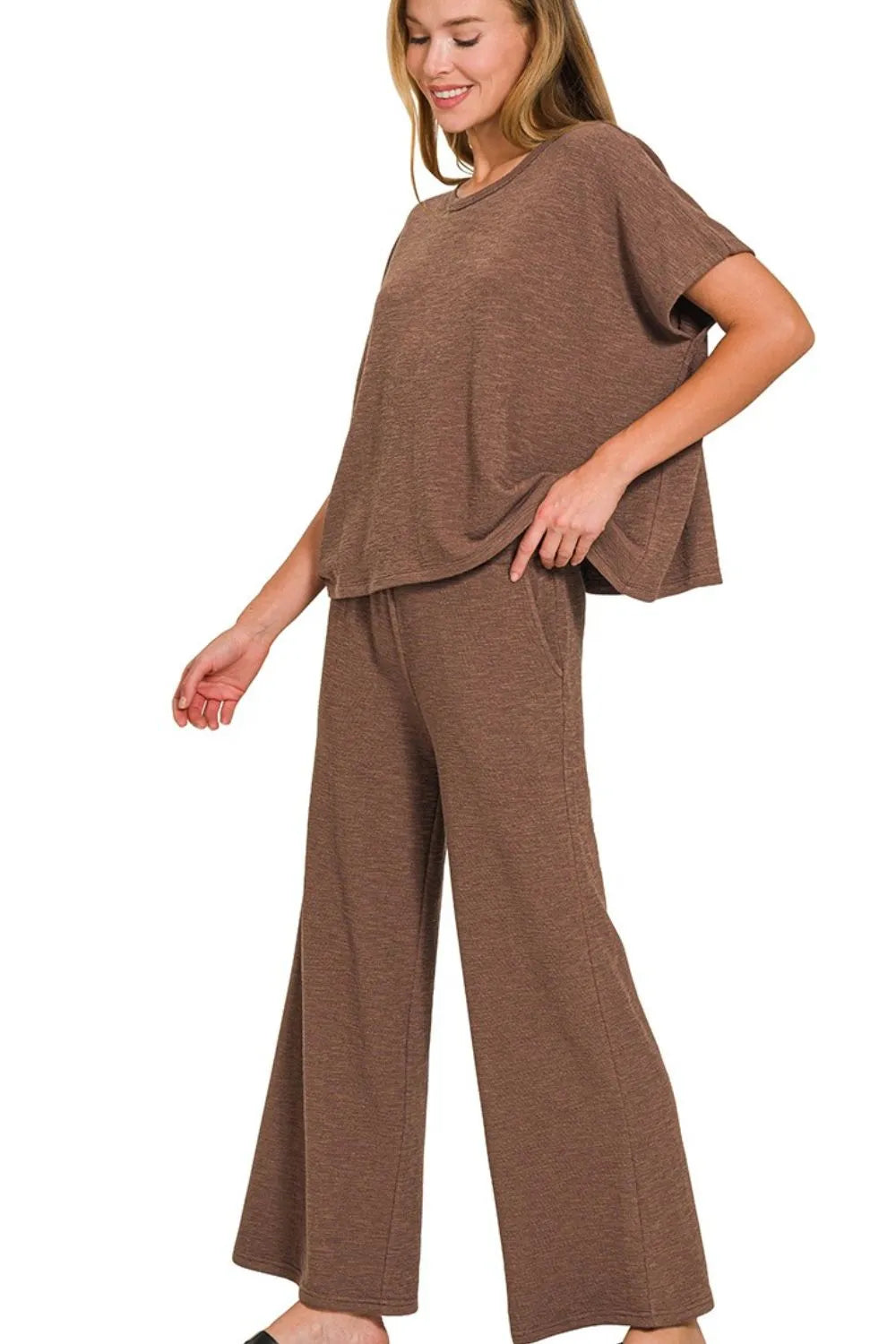 Zenana Cotton Slub Top & Pants Set - Ladyez
