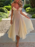 Floral Embellished Spaghetti Strap Dress