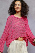 POL Cropped Hooded Knit Top with Full Sleeves