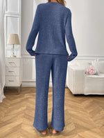 Ribbed Long Sleeve Top and Pants Lounge Set