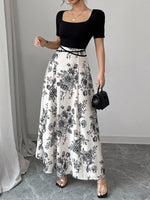 Floral Print Square Neck Maxi Dress