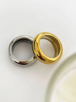 2-Piece 18K Gold-Plated Stainless Dome Band Rings - Ladyez
