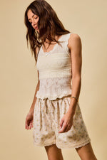SO ME Scallop Ribbed Sleeveless Knit Top