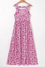 Floral Cutout Back Square Neck Maxi Dress