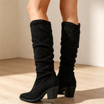 Point Toe Block Heels Boots