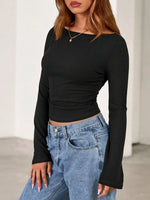 Boat Neck Flare Sleeve T-Shirt