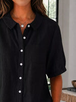 Full Size Button Up Short Sleeve Shirt Plus Size