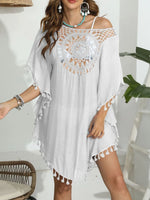 Tassel Crochet Round Neck Cover-Up - Ladyez