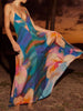 Abstract Print Halter Neck Maxi Cami Dress