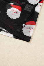 Christmas Santa Print Mesh Long Sleeve Top