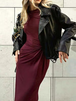 Ruched Long Sleeve Bodycon Maxi Dress