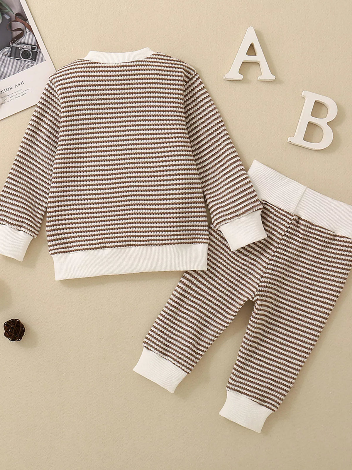 Children's Striped Long Sleeve Top and Pants Set
