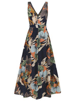 Slit Tied Printed Surplice Dress - Ladyez