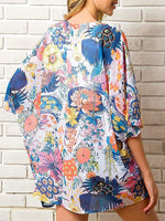 Open Front Half Sleeve Cover-Up - Ladyez