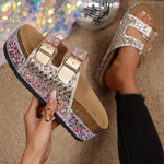 Rhinestone Double Buckle Sandals