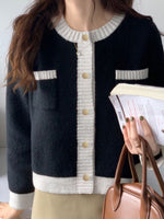 Contrast Trim Button Up Cardigan