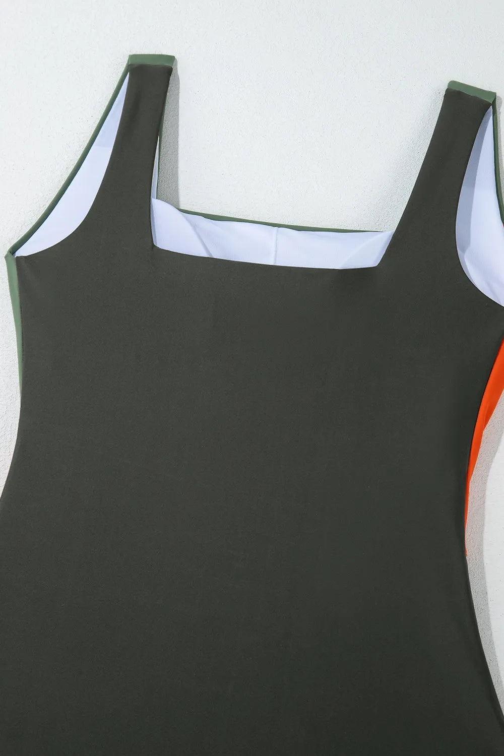 Color Block Padded Square Neck One Piece Swimsuit - Ladyez