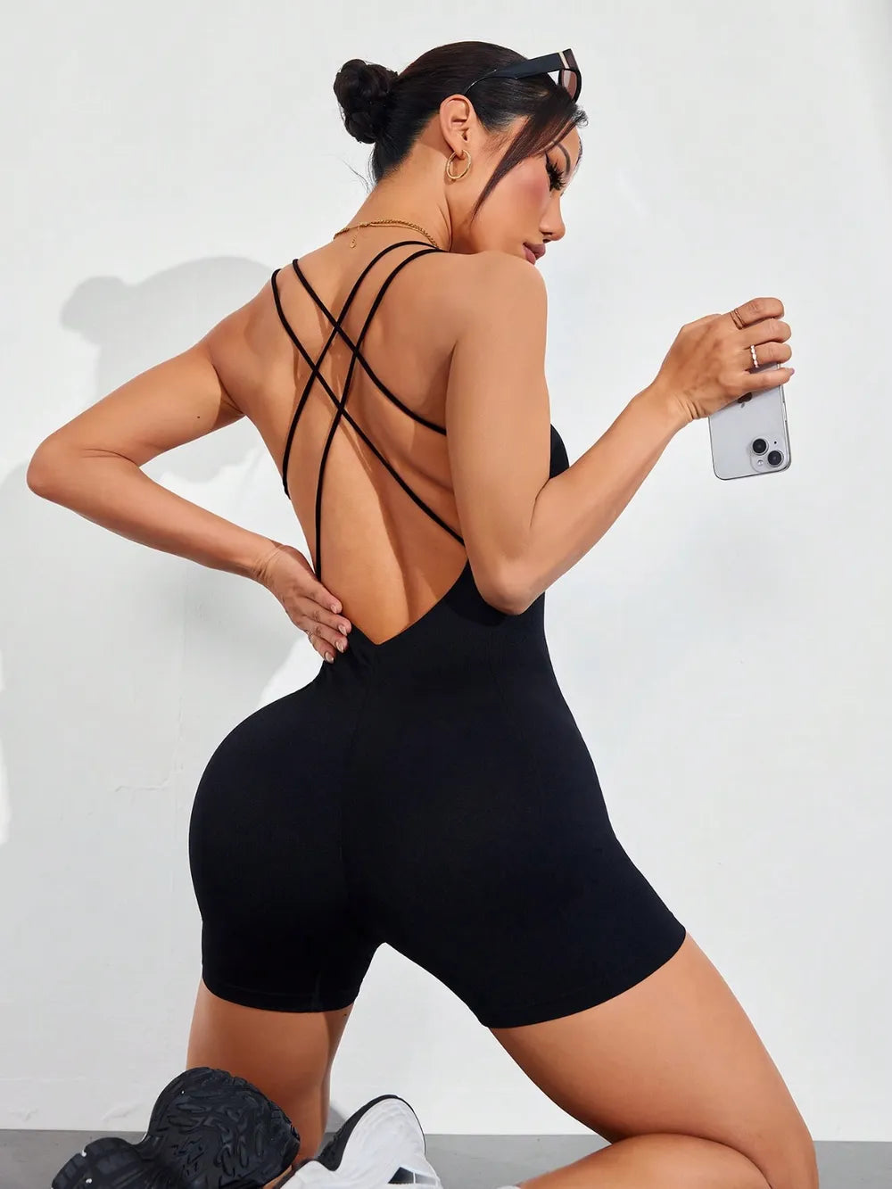 Spaghetti Strap Crisscross Romper - Ladyez