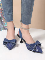 Rhinestone Bowknot Slingback Pumps